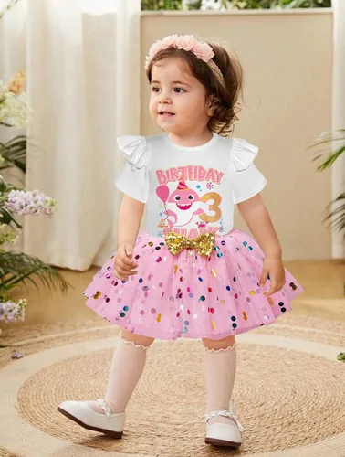 Miniatura 2 de Abbence Conjunto de faldas de cumpleaños de tiburón para bebé niña