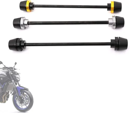 Miniatura 3 de MC MOTOPARTS Compatible con MT07 FZ07 2013 Negro Eje de Rueda Delantera Tenedor Sliders Protectores Crash Protector