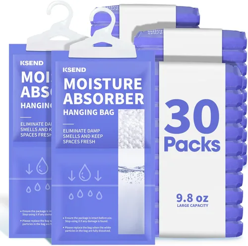Miniatura 6 de Ksend - Paquetes absorbentes de humedad, 10 unidades, 266 ml, Bolsas y paquetes deshumidificadores compactos, bolsa colgante para humedad