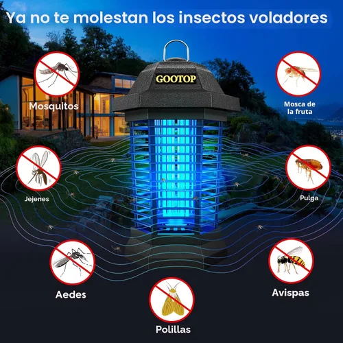 Miniatura 2 de GOOTOP Extractor de Insectos para Exteriores, Extractor de Mosquitos, Enchufe de 3 Puntas Eléctrico Matamoscas, Mata Mosquitos, Trampas para Moscas