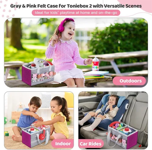 Miniatura 3 de Estuche de transporte para Toniebox Starter Set y figuras Tonies, bolsa plegable de tela de fieltro para viajes y juguete musical para Toniebox 2