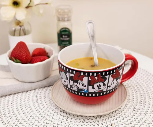 Miniatura 5 de Disney Minnie Mouse - Taza de sopa de cerámica con carrete de película Tazón para helado, cereales, avena Taza de café grande para expreso