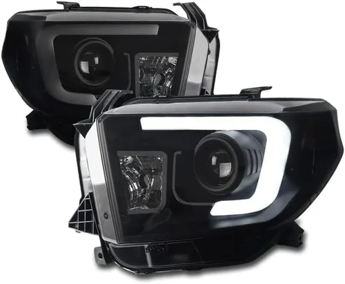 Miniatura 9 de Faros delanteros con proyector de tubo LED, color negro, compatible con camioneta Tundra 2014-2021