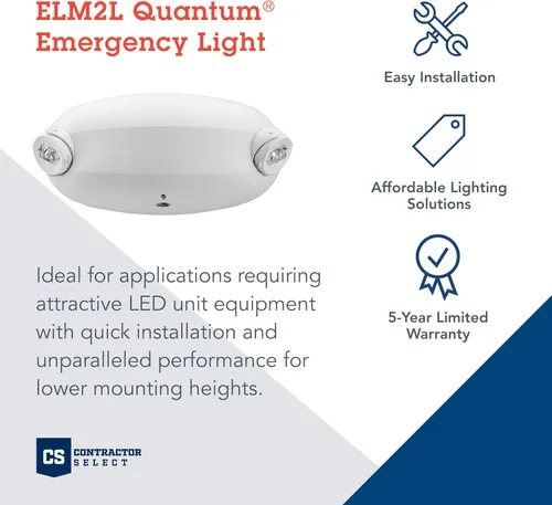 Miniatura 6 de Lithonia Lighting ECRG BasicsTM - Combo de luz de emergencia/salida y luz de emergencia LED cuántica, prueba manual, 220 lúmenes