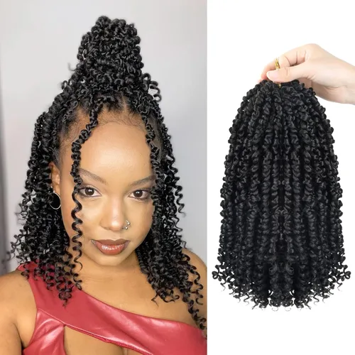Miniatura 27 de Bileaf Cabello de Ganchillo Passion Twist Pre-retorcido de 10 Pulgadas, 8 Paquetes de Ganchillo Passion Twist, Cabello Corto Passion Twist