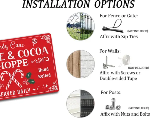 Miniatura 3 de Letrero de hojalata de Café y Cacao Tienda divertido, letreros de metal navideños retro, letrero de Santa retro, decoración de pared navideña para P9