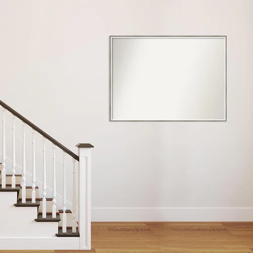 Miniatura 5 de Amanti Art Espejo de baño plateado para sobre el fregadero, 33 x 45 pulgadas, espejo de tocador rectangular blanco plateado y plateado, marco