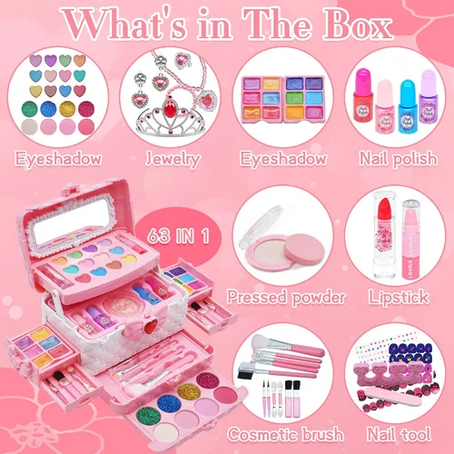 Miniatura 2 de Kit de Maquillaje para Niñas - Maquillaje Lavable No Tóxico para Niños, Juguetes de Princesa para Niñas Pequeñas, Juego de Maquillaje para Niños