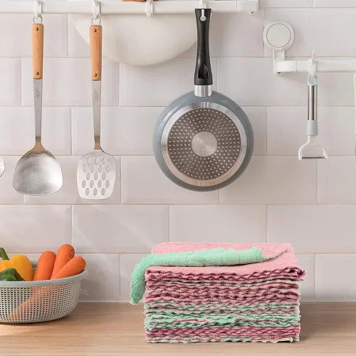 Miniatura 6 de Paquete de 10 paños de cocina suaves, sin olor, paños de cocina reutilizables, paños de limpieza para el hogar, secado rápido, sin aceite
