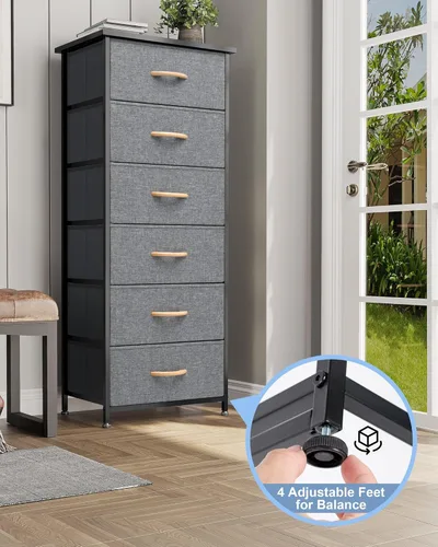 Miniatura 5 de Crestlive Products Torre de almacenamiento de vestidor vertical - Estructura resistente de acero, parte superior de madera, cajones de tela de fácil