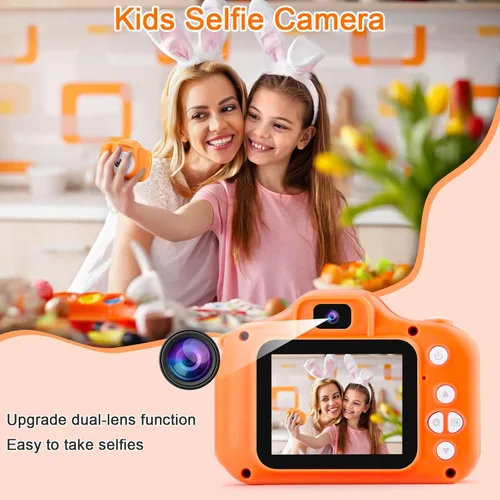 Miniatura 2 de GKTZ Juguetes para niñas de 3 a 8 años, cámara digital para niños, cámara de video para niños pequeños, videocámara para niños, regalos de Naranja