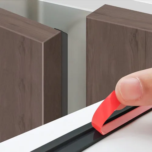 Miniatura 8 de Tira de sellado de puerta de gabinete, relleno de huecos de 45.9 pies con adhesivo fuerte, sello de puerta de silicona a prueba de polvo