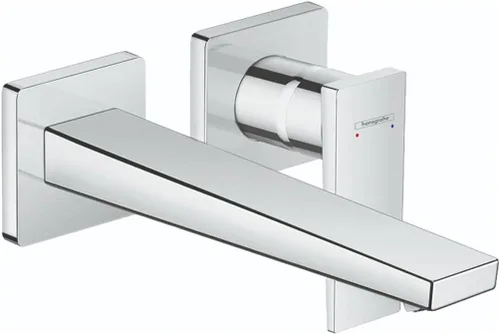 Miniatura 5 de hansgrohe Metropol 32526141 - Grifo moderno de baño montado en la pared de 1 manija y 2 agujeros de 5 pulgadas de alto en bronce cepillado