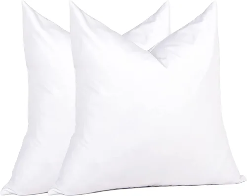 Miniatura 18 de puredown® Juego de 2 cojines decorativos de plumas de 18 x 18 pulgadas (juego de 2, blanco) para sofá, cama, lavable a máquina