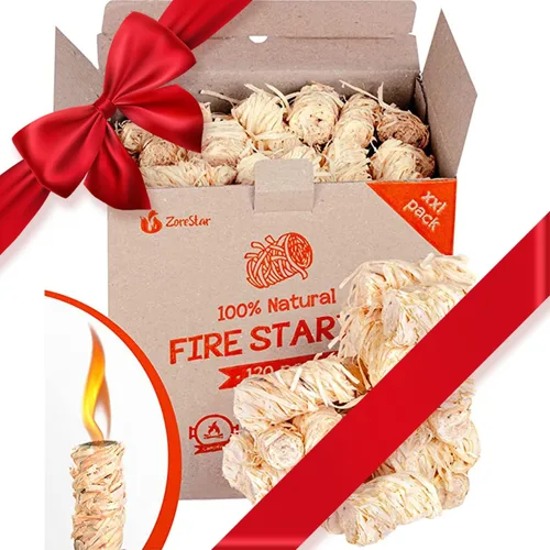 Iniciadores de Fuego XXL 120 piezas - Encendedores para uso en interiores y exteriores, compatibles con Solo Stove, Green Egg y otras hogueras y