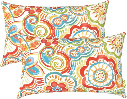 Miniatura 100 de LVTXIII Juego de 2 almohadas lumbares para patio, 12 x 20 pulgadas, resistentes a la decoloración, para exteriores con interiores, cojines lumbares