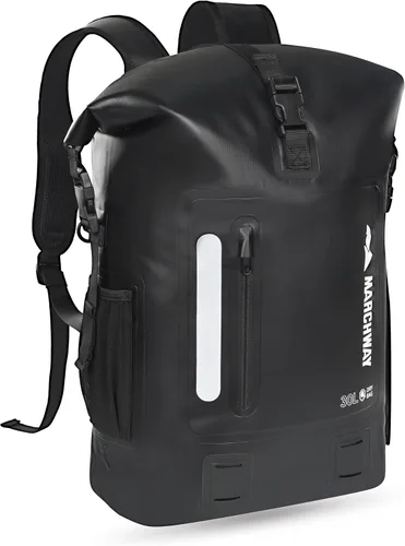 MARCHWAY Mochila impermeable con parte superior enrollable, bolsa seca flotante de 20L/30L/45L con base rectangular ergonómica, espalda acolchada,