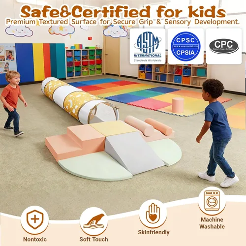 Miniatura 2 de Juguetes de escalada para niños pequeños, juego de 9 piezas de bloques de espuma suave para escalar y pasar a través de un túnel, juguetes