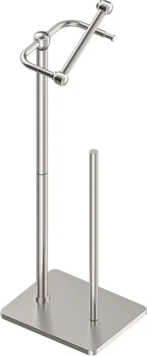 Miniatura 23 de Ruacq Soporte de papel higiénico dorado con doble poste pivotante cuadrado, soporte para rollo, soporte de papel higiénico dorado cepillado, acero