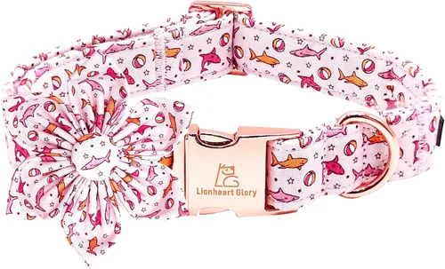 Miniatura 23 de Lionheart glory Collar de perro con flor, collar de perro azul con flores, collar de verano para perro niño o niña, suave, duradero, ajustable