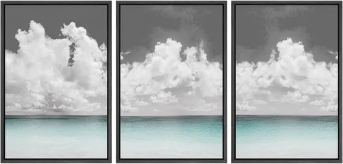 Miniatura 135 de SIGNWIN Lienzo enmarcado para pared, juego de arte de puesta de sol, horizonte, cielo, paisaje, fotografía, arte moderno, paisaje, relajante