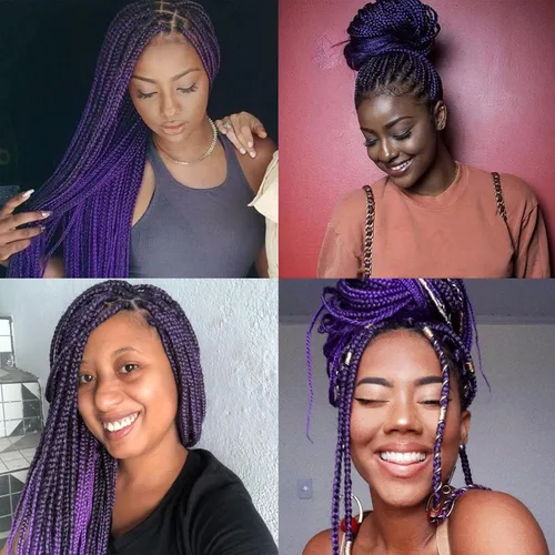 Miniatura 2 de Liang Dian Cabello para hacer trenzas, Cabello estirado para hacer trenzas, 12 pulgadas, 8 paquetes, color ombre púrpura, para sellar en agua