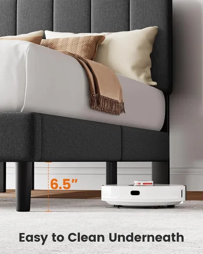 Miniatura 5 de Pipishell Base de cama tapizada de tamaño matrimonial con cabecera ajustable de 3 alturas, base de colchón totalmente tapizada, fuerte capacidad