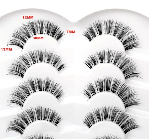 Miniatura 248 de Pooplunch - Pestañas postizas finas de visón sintético, estilo ojo de gato, naturales, cruzadas, tipo racimo, efecto 8D de volumen, tiras