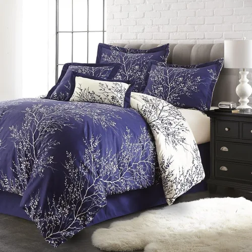 Spirit Linen - Cama Queen en una bolsa, ropa de cama reversible de 6 piezas de gran tamaño con fundas a juego y falda de cama, elegante decoración