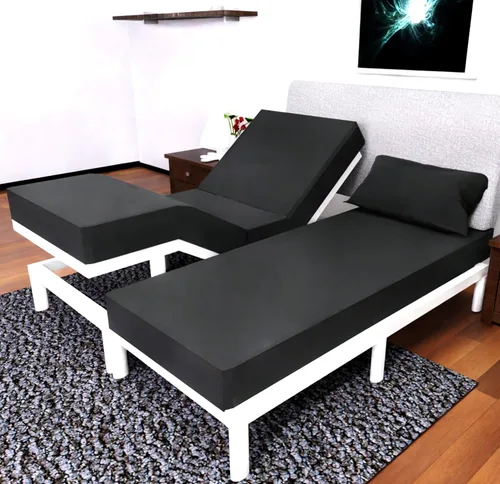 Miniatura 15 de Juego de sábanas Split King con 2 sábanas bajeras individuales XL, ropa de cama de 5 piezas, sin arrugas, resistente a la decoloración, microfibra