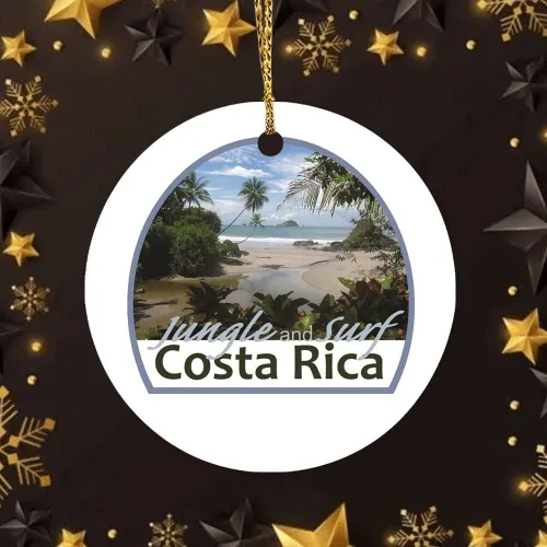 Miniatura 6 de Adornos navideños de Costa Rica, selva y surf, paisaje de playa, adorno de cerámica, decoración del hogar, colgantes colgantes, adorno de Navidad