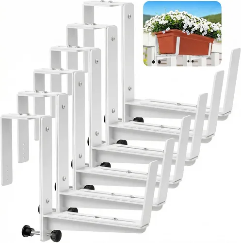 Miniatura 10 de VOXOR Soportes de caja de ventana, soportes ajustables para jardineras, soportes de hierro resistente para barandillas, con soporte inferior Negro