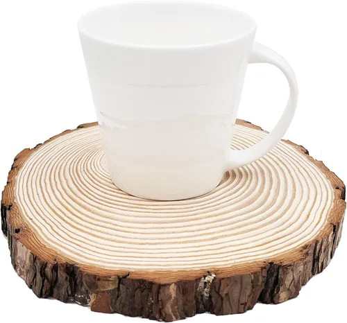 Miniatura 4 de Discos redondos naturales de madera rústica, 6 piezas de 6.3 a 6.7 pulgadas, kit de madera sin terminar, círculos, manualidades, rebanadas de árbol