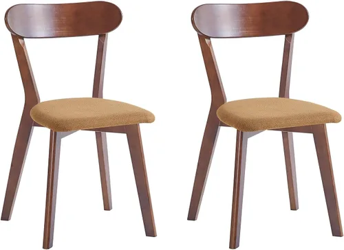 Miniatura 11 de Juego de 4 sillas de comedor tapizadas de madera maciza con asiento marrón acolchado de piel sintética para el hogar, cocina, sala de estar, comedor