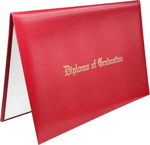 Happy Secret Soporte para diploma impreso para certificado de 8.5 x 11 pulgadas, cubierta de graduación con piel lisa, color rojo, paquete de 1