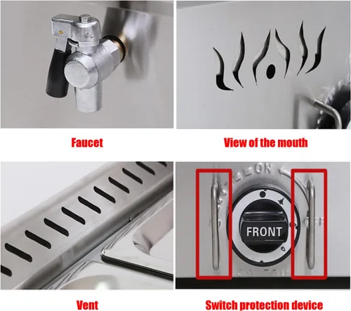 Miniatura 7 de INTBUYING Calentador de sopa de alimentos a gas LP, estufa de gas propano Bain-Marie, calentador de vapor de acero inoxidable con válvula reguladora