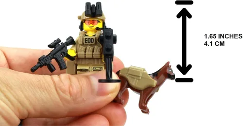 Miniatura 2 de Battle Brick Minifigura coleccionable de 1.6 pulgadas de alto, especialista en eliminación de artillería explosiva EOD K9, minifigura coleccionable