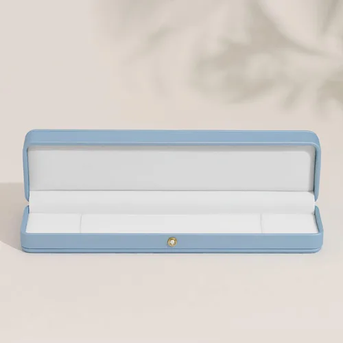 Miniatura 4 de Oirlv Elegante caja de collar azul cielo, caja de presentación de collar de terciopelo blanco interior de cadena larga pulsera collar estuche