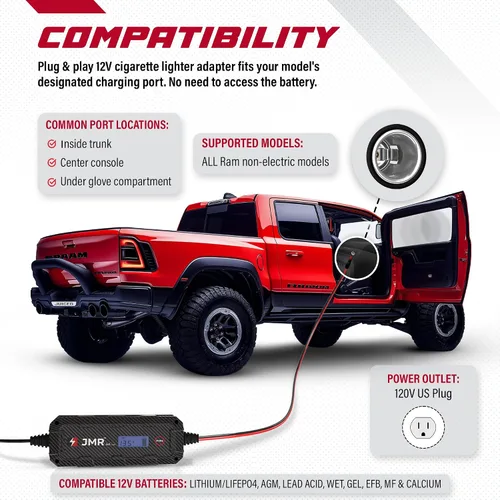Miniatura 2 de Cargador de Batería JMR para Ram 3500 2500 1500 4500 5500 ProMaster Dakota Todos los Modelos Cargador Lento Acondicionador Mantenedor