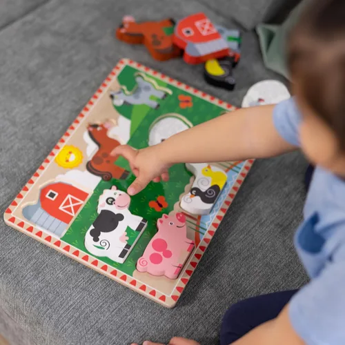 Miniatura 5 de Rompecabezas de madera de piezas grandes Melissa & Doug, granja (8 unidades) - Certificado FSC