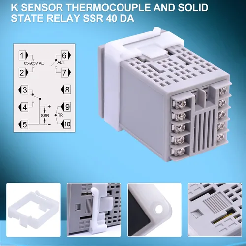 Miniatura 6 de Twidec /MV100-B10 Pantalla digital PID Controladores de temperatura Regulador de termostato AC 85V - 265V MY-104+ K Sensor termopar + disipador