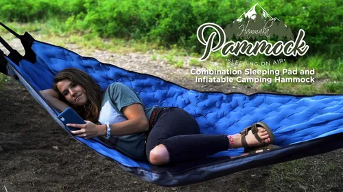 Miniatura 5 de Pammock - Colchoneta para dormir que se convierte en una hamaca inflable, ideal para acampar, mochileros, senderismo, Airpad, bolsa de transporte