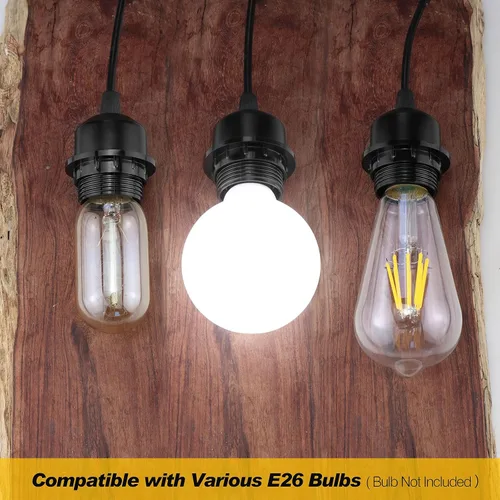 Miniatura 3 de Kit de 3 Luces Colgantes con Enchufe, E26/E27 Luces Colgantes Vintage con Cable de Enchufe, Kit de Luz Colgante Retro, Cable de 12 Pies