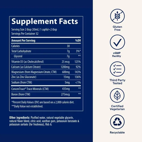 Miniatura 5 de Trace Minerals Cal/Mag/Zinc - Suplemento líquido de calcio y magnesio y zinc con minerales iónicos para la salud ósea y el apoyo muscular - 30 onzas
