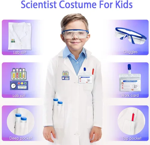 Miniatura 6 de Kit Educativo de Ciencias para Niños - 56 Experimentos de Laboratorio Científico con Traje de Científico de Laboratorio, Kits de Ciencias para Niños