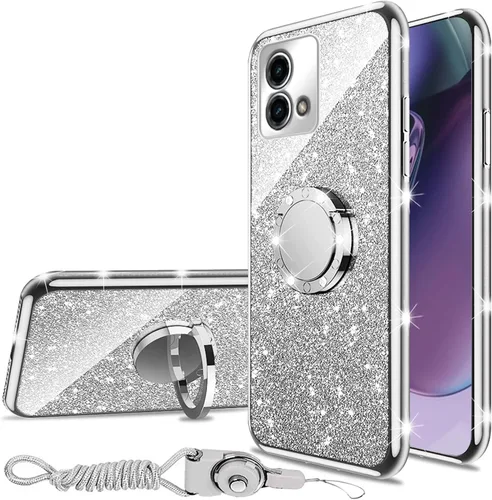 Miniatura 11 de nancheng Funda de teléfono con purpurina para Motorola Moto One 5G Ace (One 5G UW Ace) funda de TPU suave con anillo giratorio de 360°, funda
