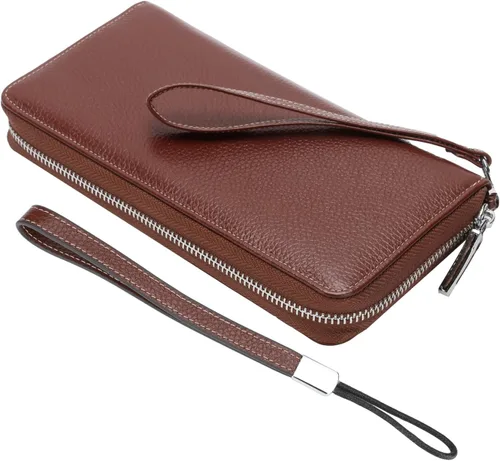 Miniatura 61 de Lavemi Pequeña cartera compacta para mujer, con bloqueo RFID, de piel auténtica, plegable, con ventanas de identificación