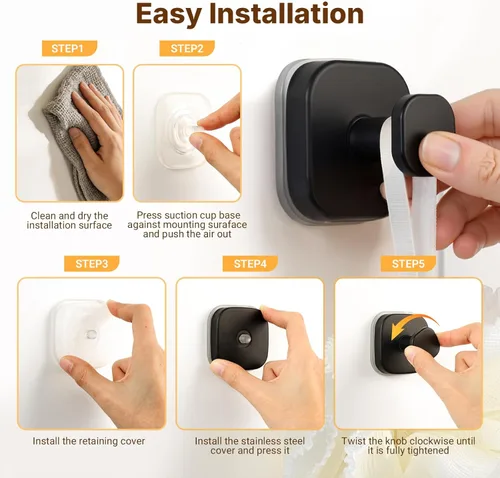 Miniatura 6 de 3 ganchos de ventosa para ducha, ganchos de ventosa para ducha, ganchos de puerta para colgar bata, lufa, ganchos de pared extraíbles para ventana