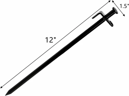 Miniatura 2 de Lawei Paquete de 12 estacas para tienda de campaña, estacas de acero forjado resistentes de 12 pulgadas, estacas de lona de metal para acampar al