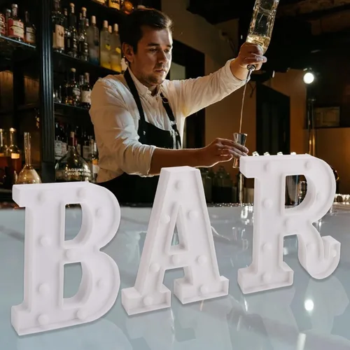 Miniatura 6 de Letrero de barra iluminado, letras LED de marquesina, funciona con pilas, para decoración de pub, hogar, bar, fiesta